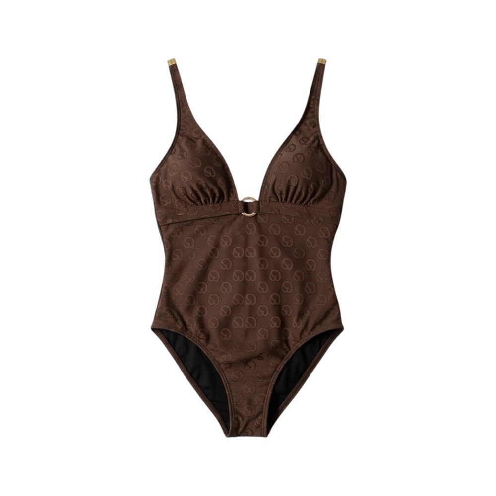 St. John Swim Vintage Logo One-Piece Swimsuit Women’s‎ 6 US Brown